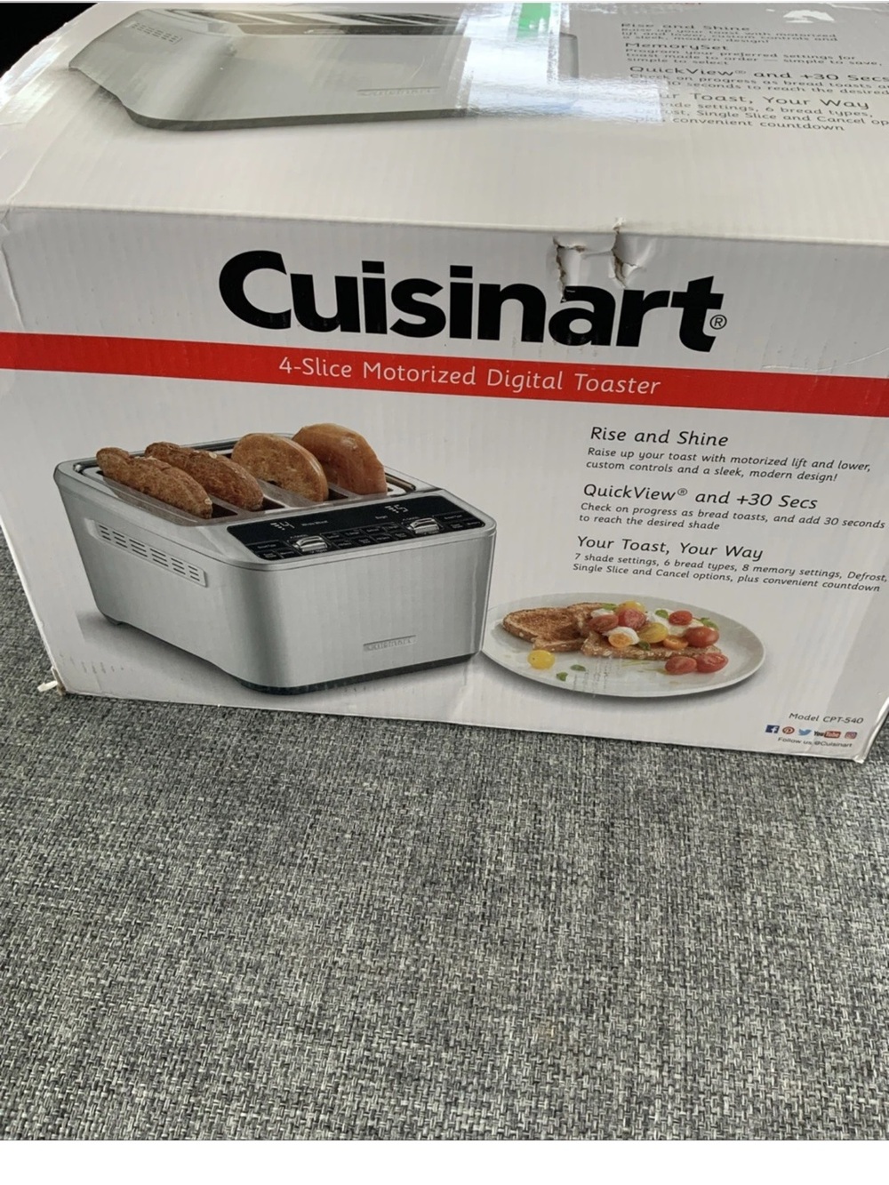 Cuisinart 4 Slice Motorized Custom Stainless Steel Toaster (CPT-540) - NEW